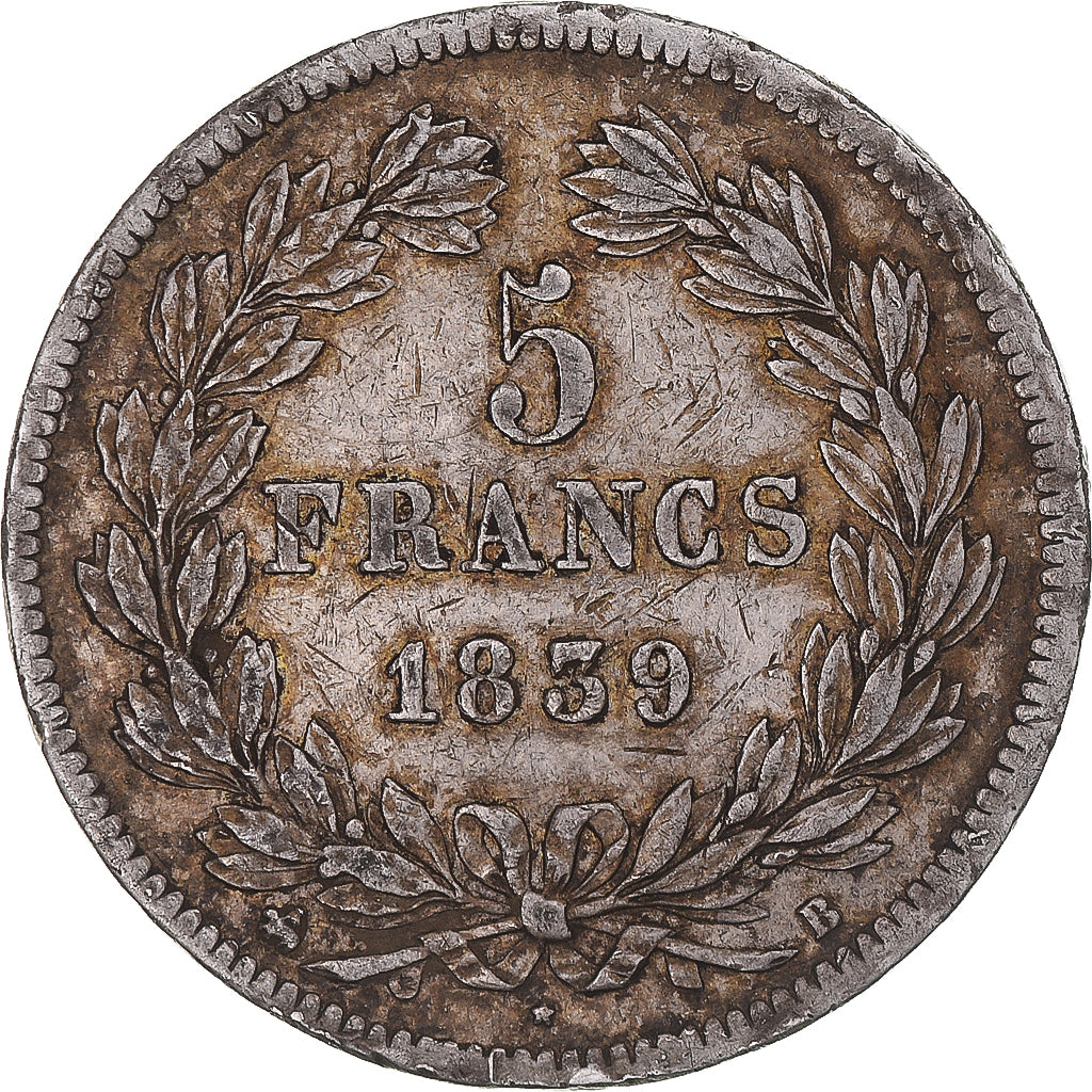 Münze, Frankreich, Louis-Philippe, 5 Francs, 1839, Rouen, S+, Silber