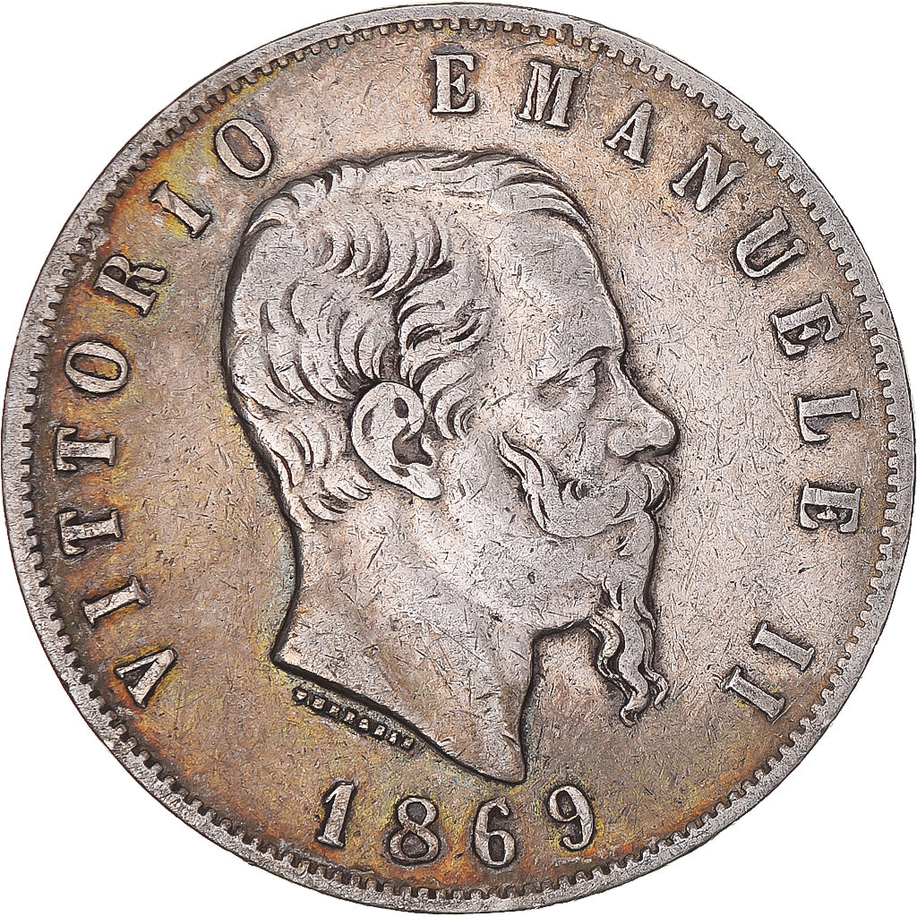 Coin, Italy, Vittorio Emanuele II, 5 Lire, 1872, Milan, VF(20-25), Silver