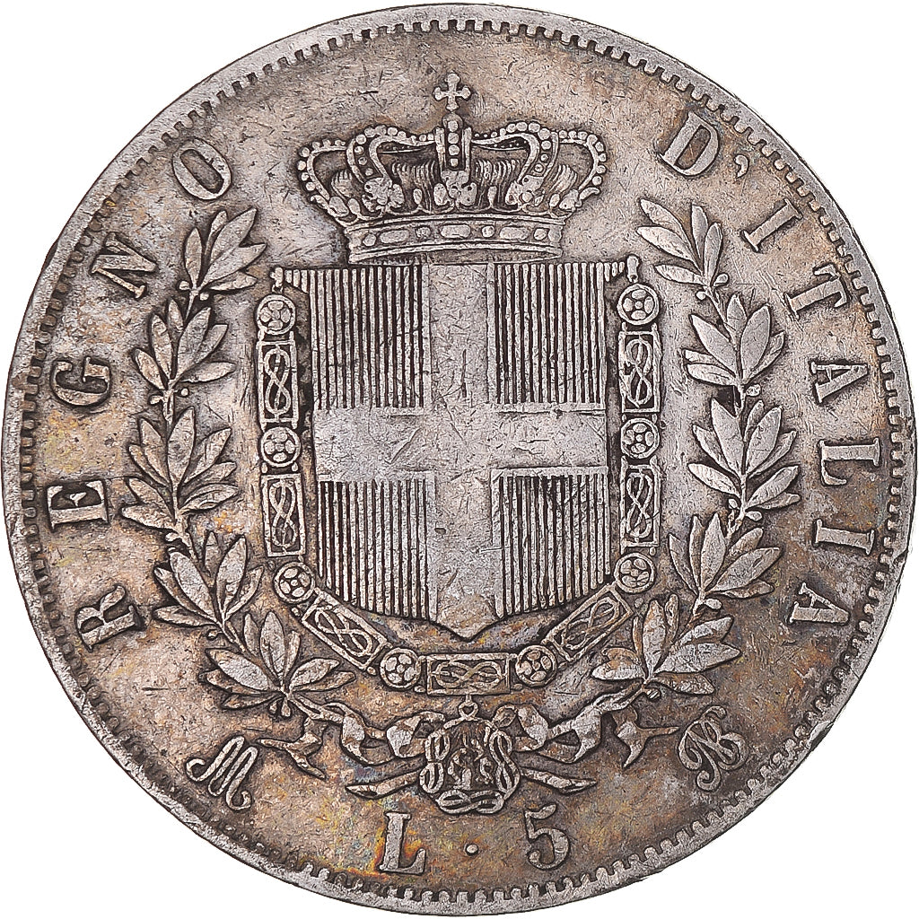 Coin, Italy, Vittorio Emanuele II, 5 Lire, 1872, Milan, VF(20-25), Silver