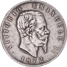 Coin, Italy, Vittorio Emanuele II, 5 Lire, 1872, Milan, VF(20-25), Silver