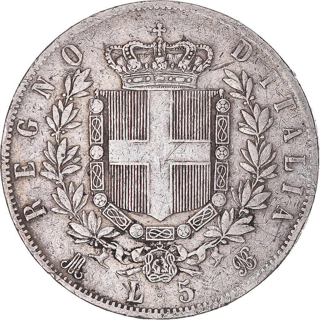 Coin, Italy, Vittorio Emanuele II, 5 Lire, 1872, Milan, VF(20-25), Silver