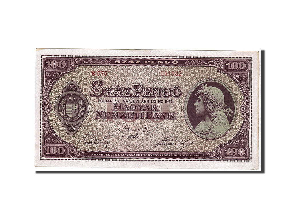 Banknote, Hungary, 100 Pengö, 1945, KM:111b, AU(50-53)