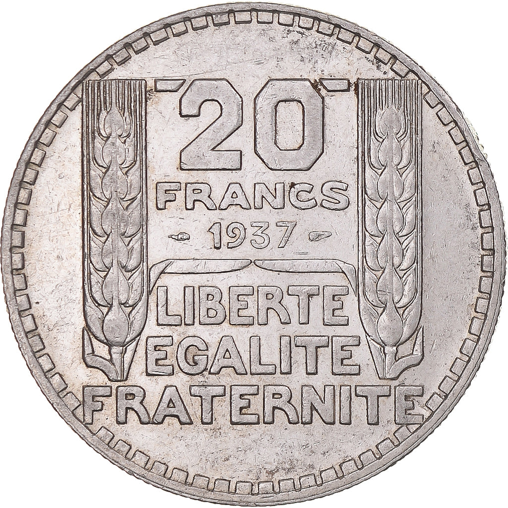 Moneda, Francia, Turin, 20 Francs, 1937, Paris, EBC+, Plata, KM:879, Gadoury:852