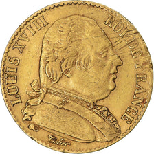 FRANCE, Louis XVIII, 20 Francs, 1815, Paris, KM #706.1, VF(30-35), Gold,...