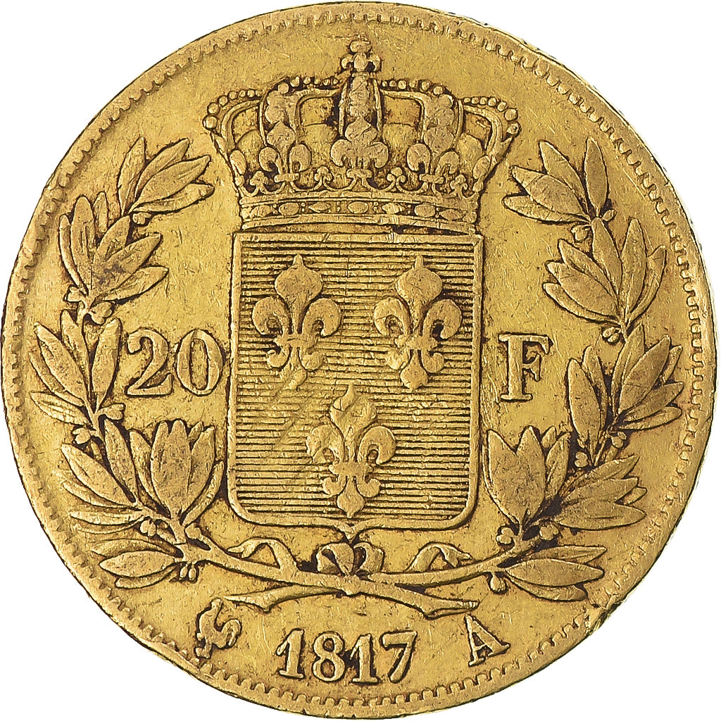 Frankreich, Louis XVIII, 20 Francs, 1817, Paris, VF(30-35), Gold,KM 712.1