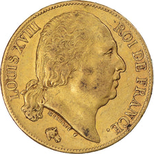 France, Louis XVIII,20 Francs, 1819,Paris,EF(40-45),Gold, KM 712.1,Gadoury 1028