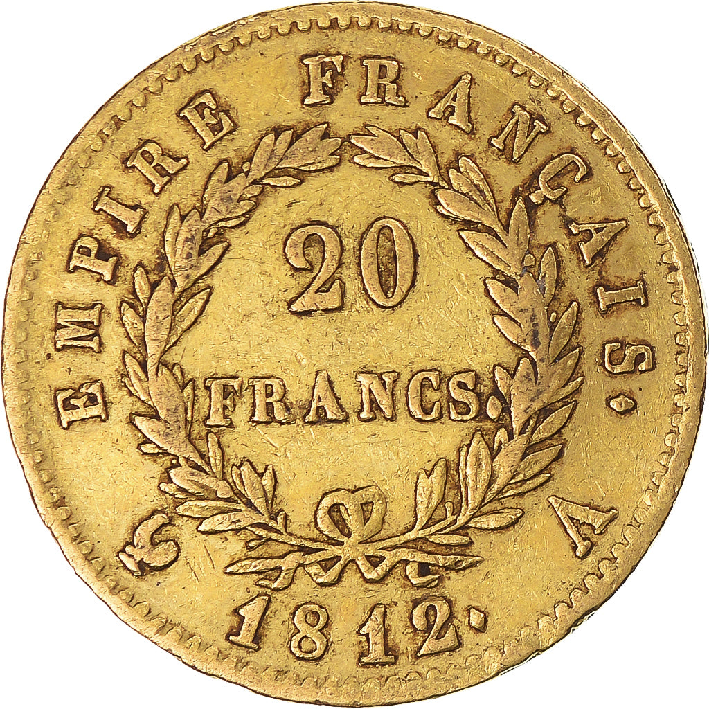 France, Napoléon I, 20 Francs, 1812, Paris, VF(30-35), Gold, KM:695.1