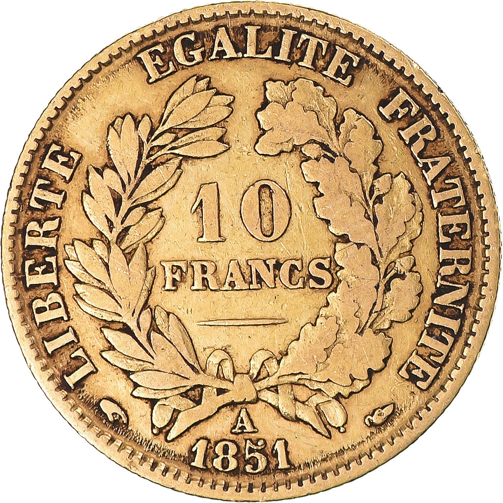 France, Cérès, 10 Francs, 1851, Paris, TTB, Or, KM:770, Gadoury:1012