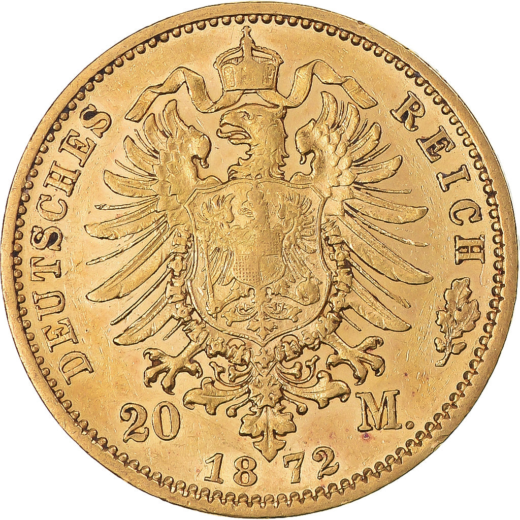 Moneta, Stati tedeschi, PRUSSIA, Wilhelm I, 20 Mark, 1872, Berlin, SPL, Oro