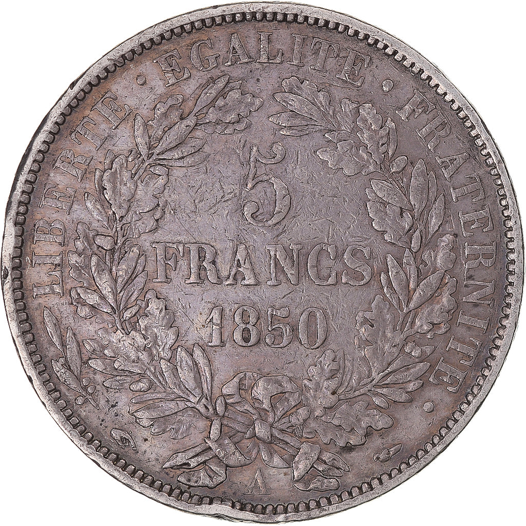Coin, France, Cérès, 5 Francs, 1850, Paris, VF(30-35), Silver, KM:761.1