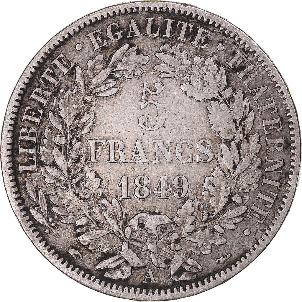 Coin, France, Cérès, 5 Francs, 1849, Paris, VF(30-35), Silver, KM:761.1