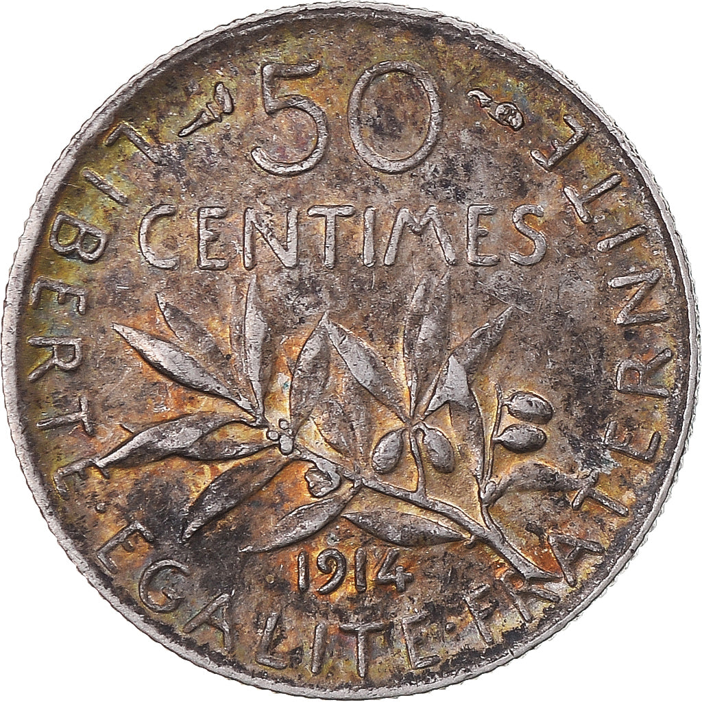 Moneta, Francia, Semeuse, 50 Centimes, 1914, Paris, SPL-, Argento, KM:854