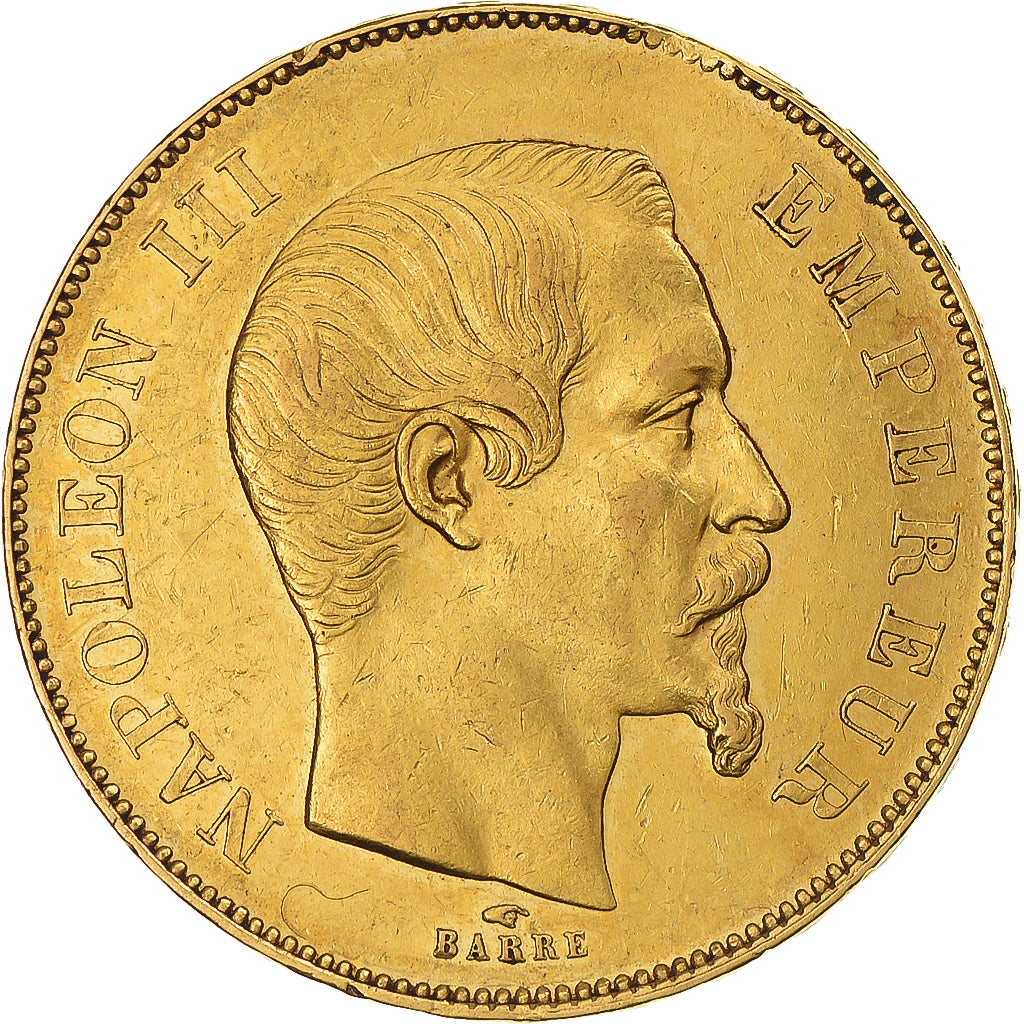 Coin, France, Napoleon III, 50 Francs, 1855, Paris, AU(55-58), Gold, KM:785.1
