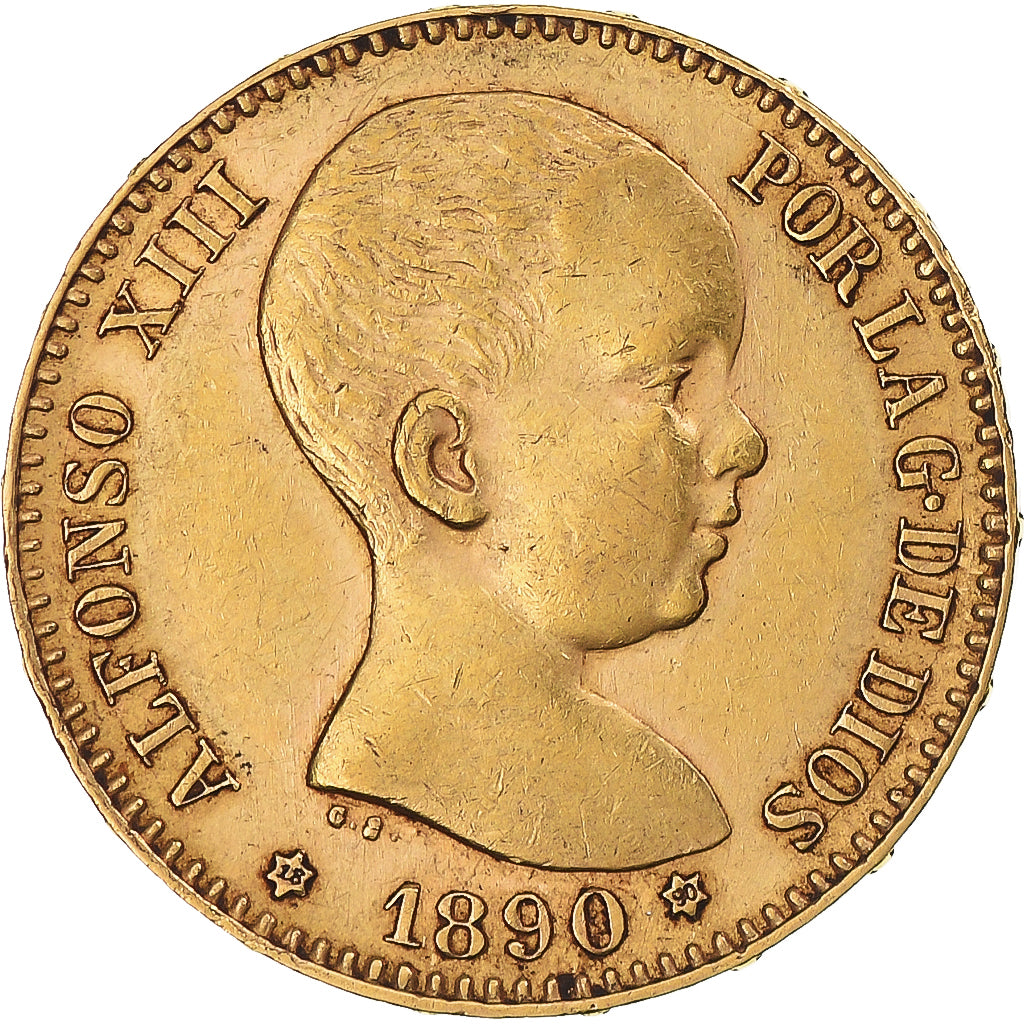 Munten, Spanje, Alfonso XIII, 20 Pesetas, 1890, Madrid, PR, Goud, KM:693