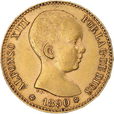 Munten, Spanje, Alfonso XIII, 20 Pesetas, 1890, Madrid, PR, Goud, KM:693