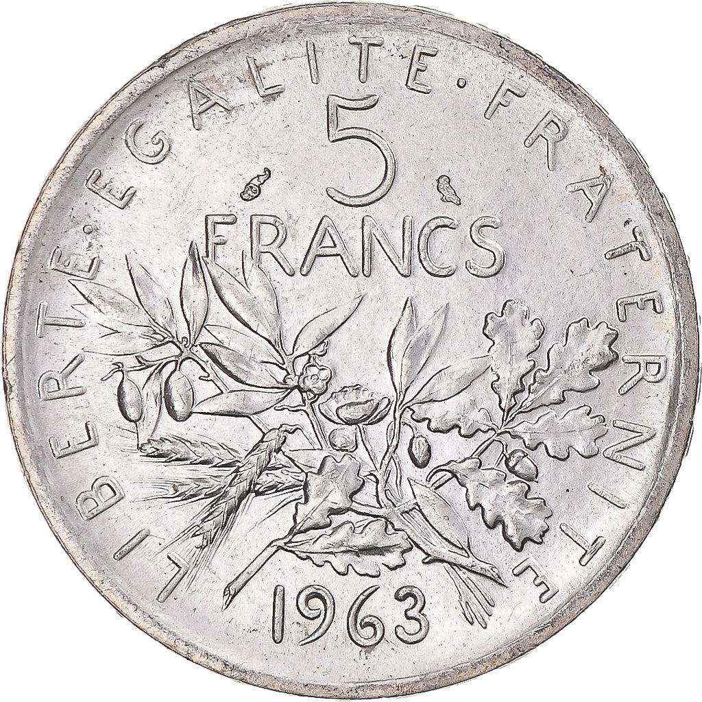 Coin, France, Semeuse, 5 Francs, 1963, Paris, MS(60-62), Silver, KM:926