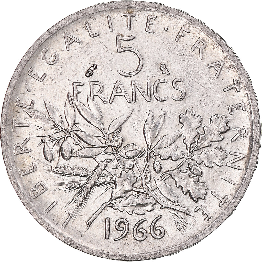 France, Semeuse, 5 Francs, 1966, Paris, MS(60-62), Silver, KM:926, Gadoury:770