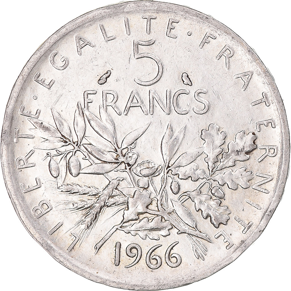 France, Semeuse, 5 Francs, 1966, Paris, MS(60-62), Silver, KM:926, Gadoury:770