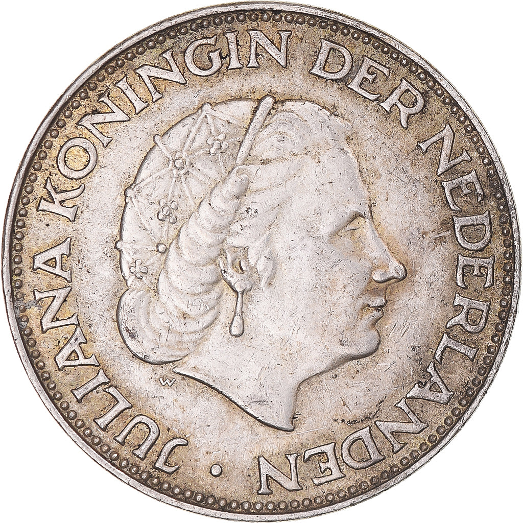 Coin, Netherlands, Juliana, 2-1/2 Gulden, 1966, Utrecht, AU(50-53), Silver