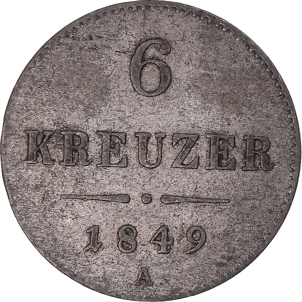 Moneta, Austria, Franz Joseph I, 6 Kreuzer, 1849, Vienna, BB, Argento, KM:2200