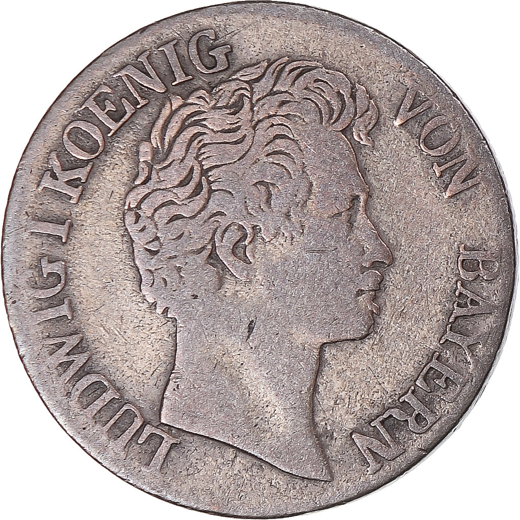 Coin, German States, BAVARIA, Ludwig I, 6 Kreuzer, 1835, VF(20-25), Silver