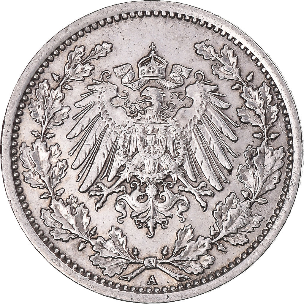 Coin, GERMANY - EMPIRE, 1/2 Mark, 1918, Berlin, AU(50-53), Silver, KM:17