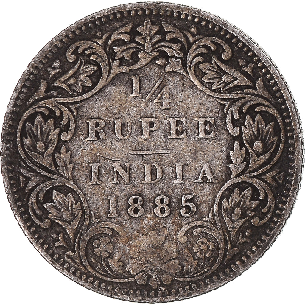 Moneda, INDIA BRITÁNICA, Victoria, 1/4 Rupee, 1885, BC+, Plata, KM:490