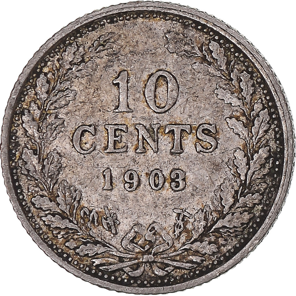 Moneta, Holandia, Wilhelmina I, 10 Cents, 1903, EF(40-45), Srebro, KM:135