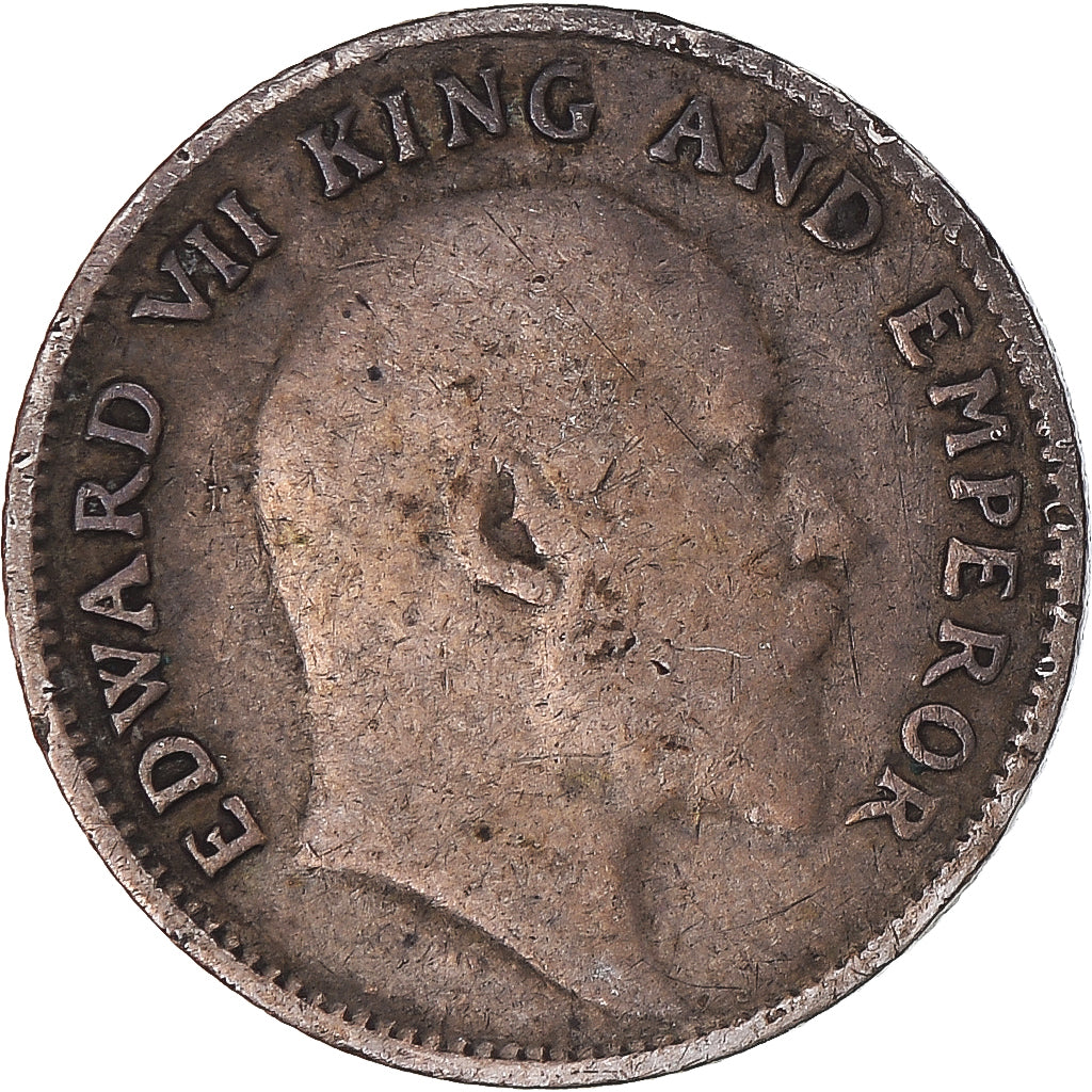 Coin, INDIA-BRITISH, Edward VII, 1/4 Rupee, 1905, VF(20-25), Silver, KM:506