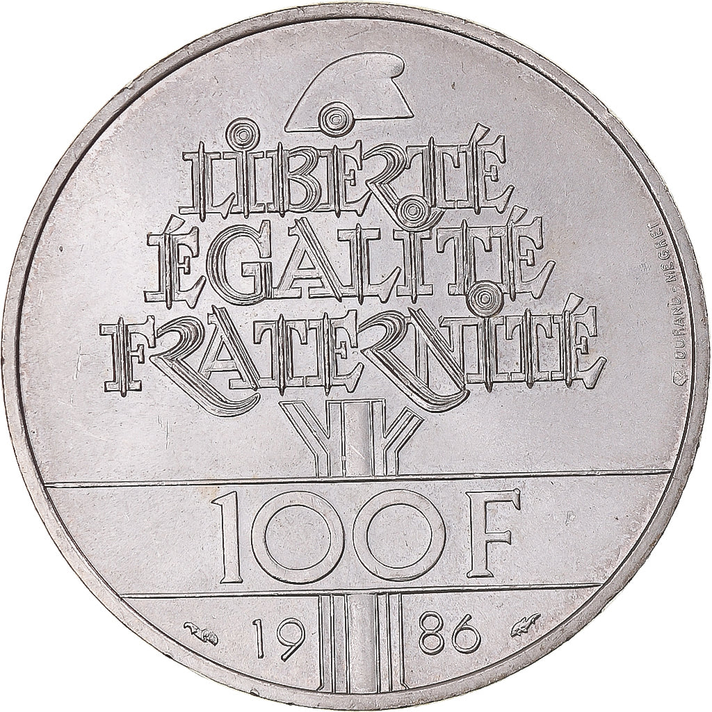 Coin, France, Statue de la Liberté, 100 Francs, 1986, MS(60-62), Silver