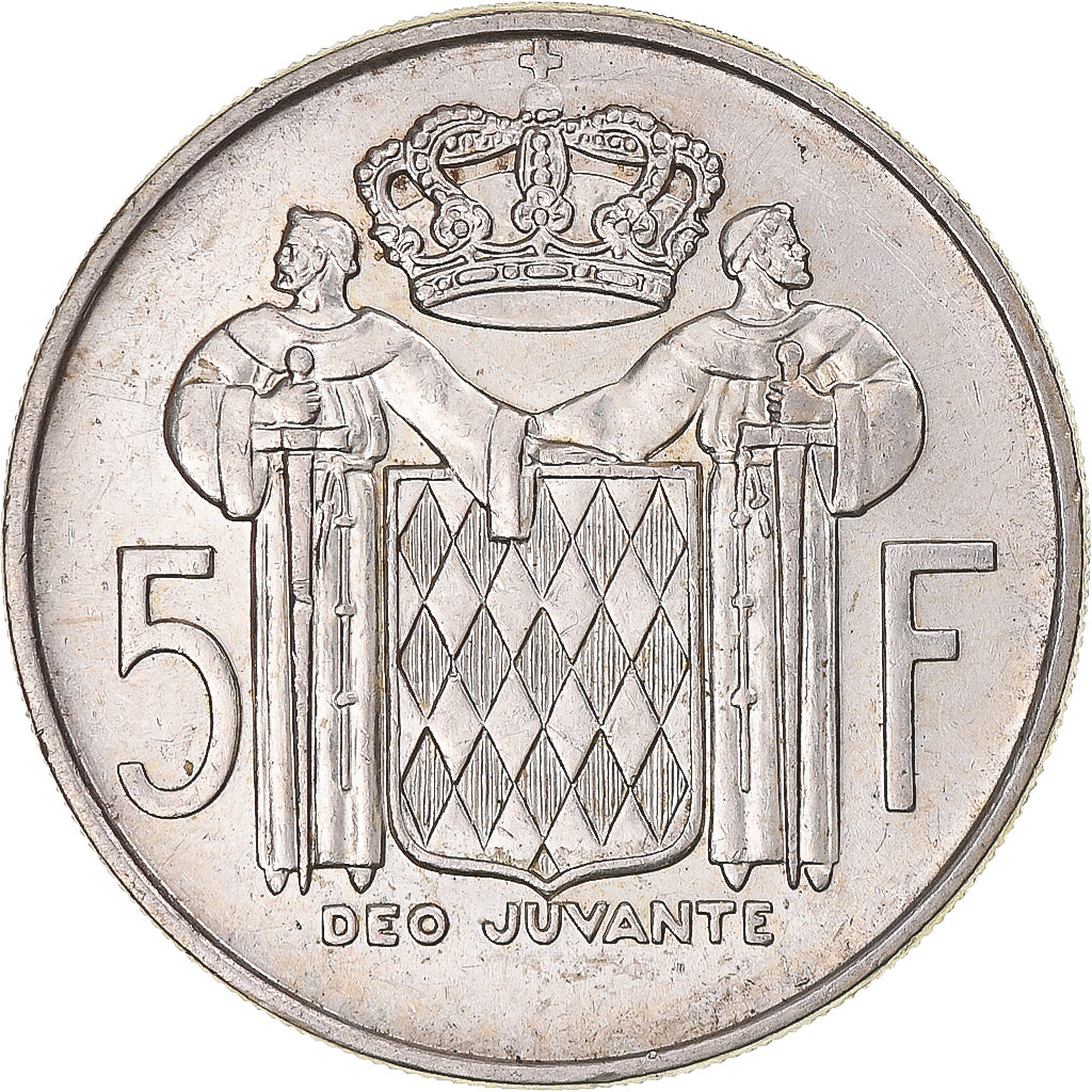 Monaco, Rainier III, 5 Francs, 1966, MS(60-62), Silver, KM:141, Gadoury:152