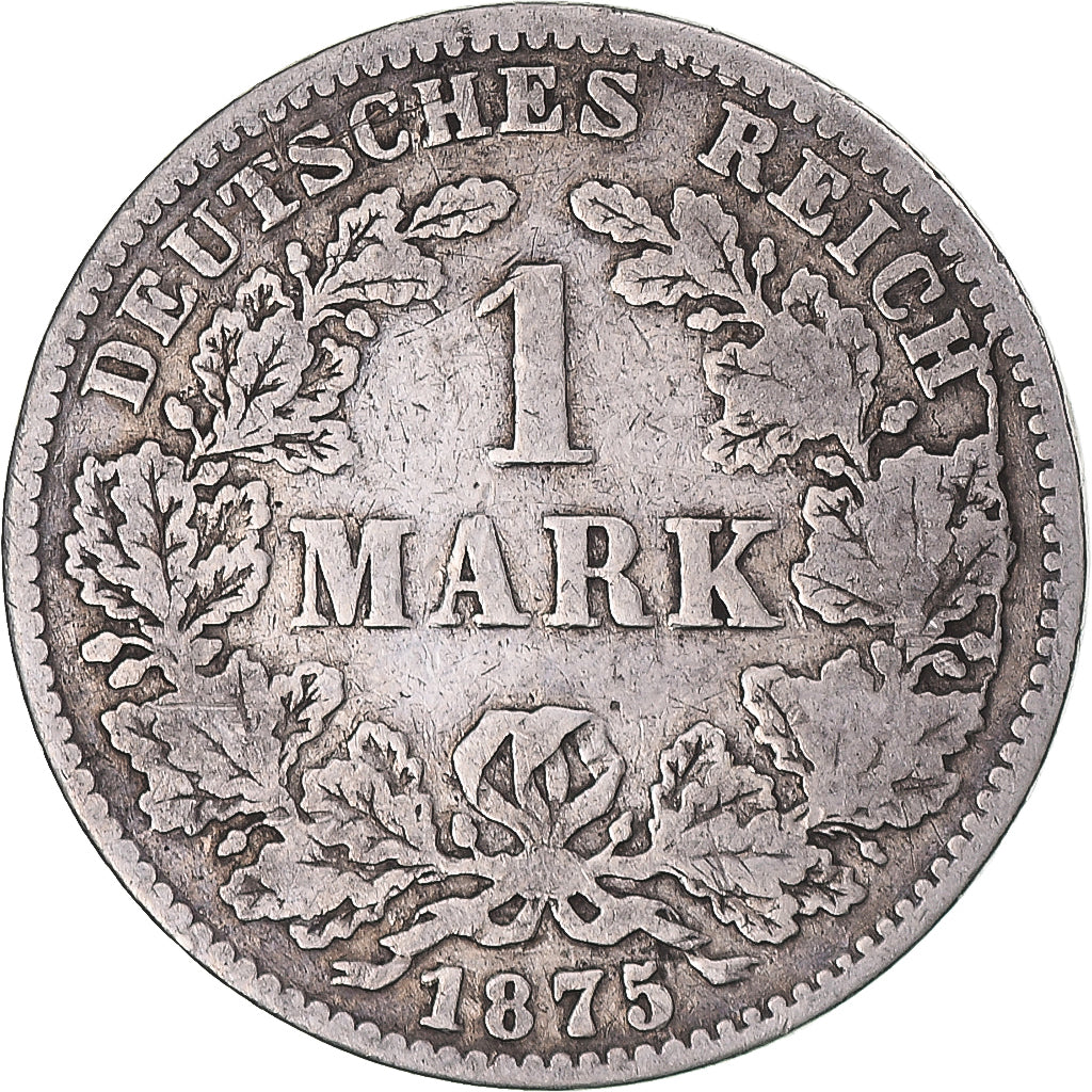 Coin, GERMANY - EMPIRE, Wilhelm I, Mark, 1875, Hambourg, VF(30-35), Silver, KM:7