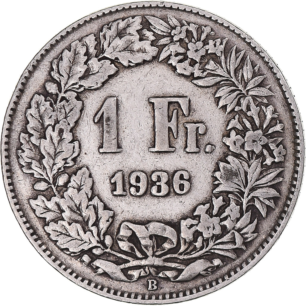 Coin, Switzerland, Franc, 1936, Bern, EF(40-45), Silver, KM:24