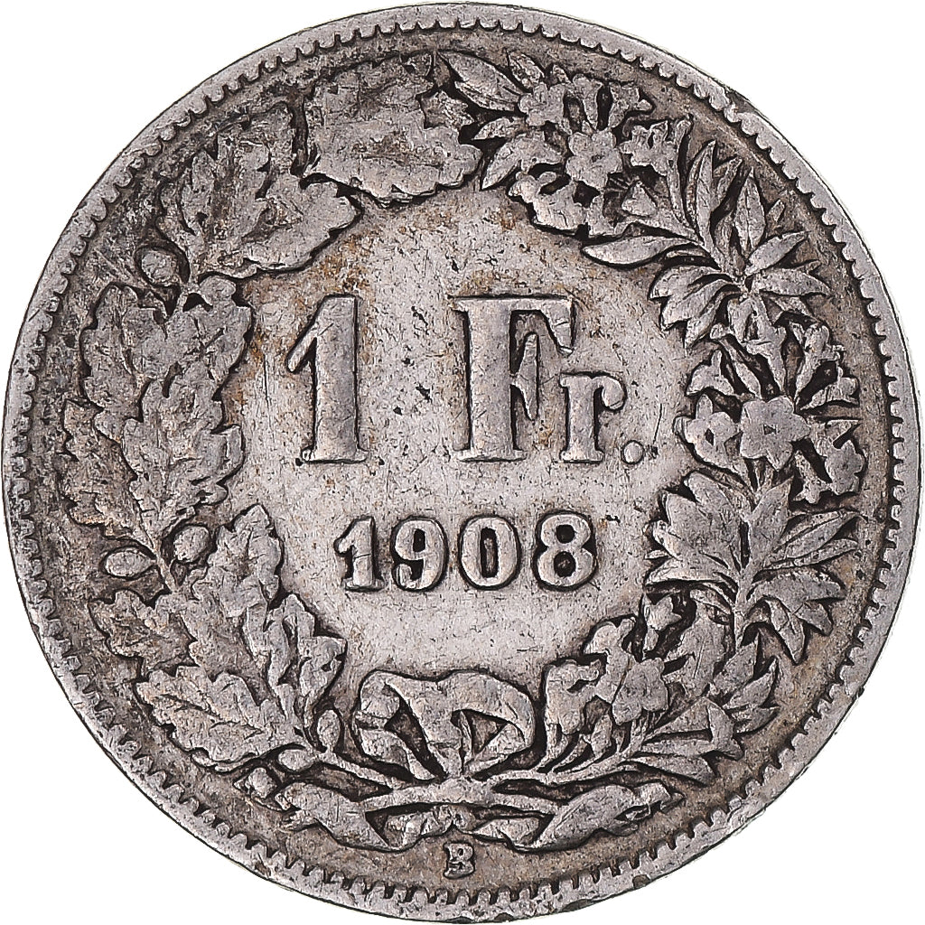 Coin, Switzerland, Franc, 1908, Bern, VF(30-35), Silver, KM:24