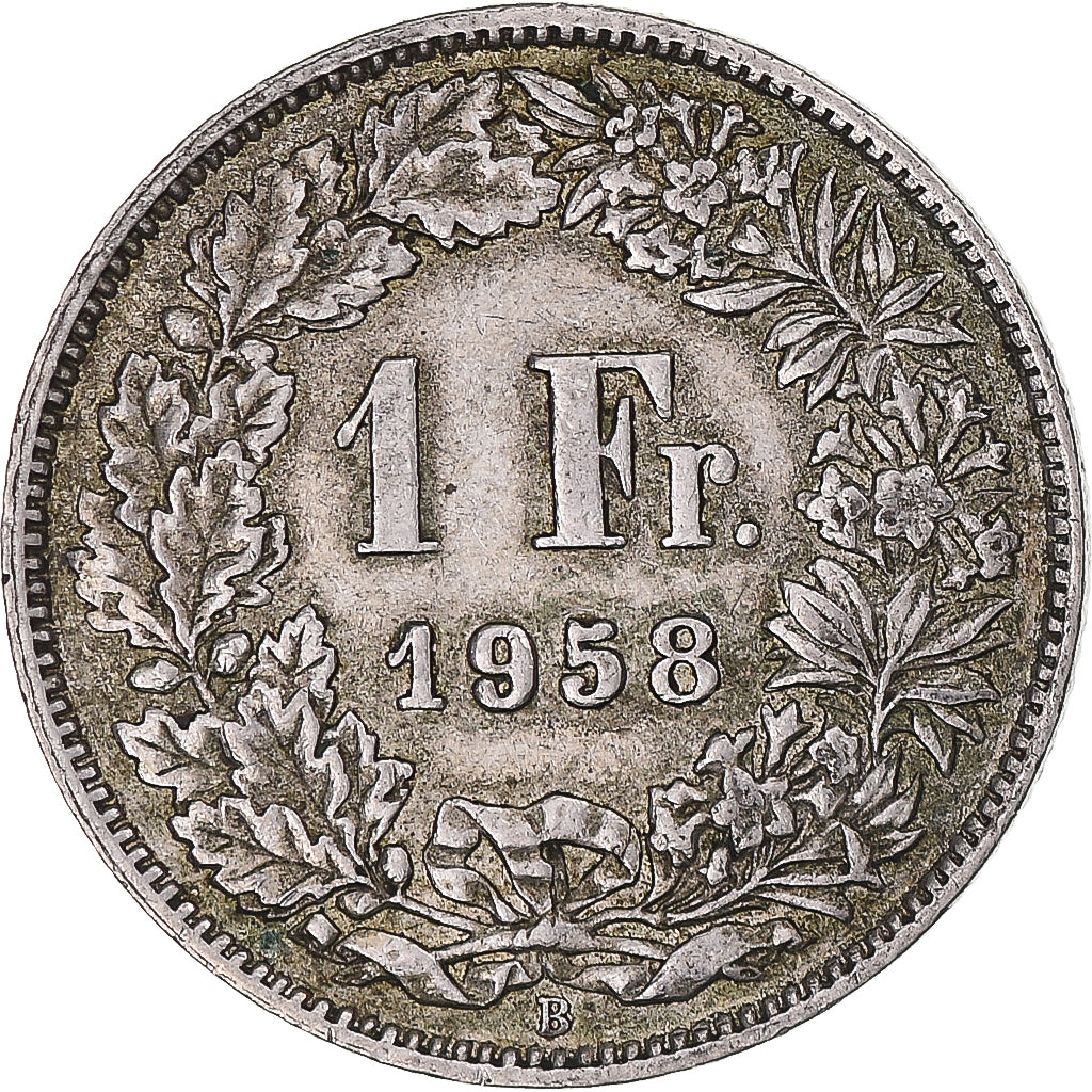 Coin, Switzerland, Franc, 1958, Bern, EF(40-45), Silver, KM:24
