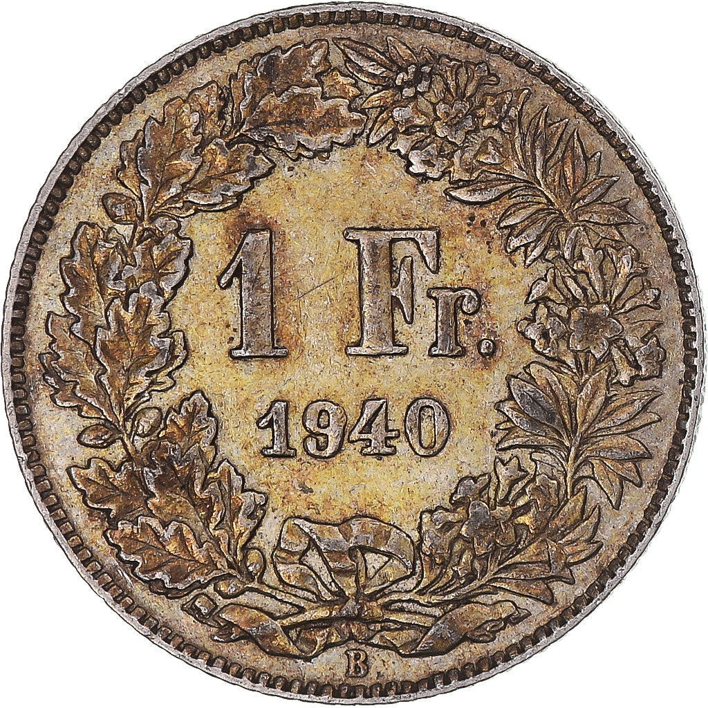 Switzerland, Franc, 1940, Bern, AU(55-58), Silver, KM:24