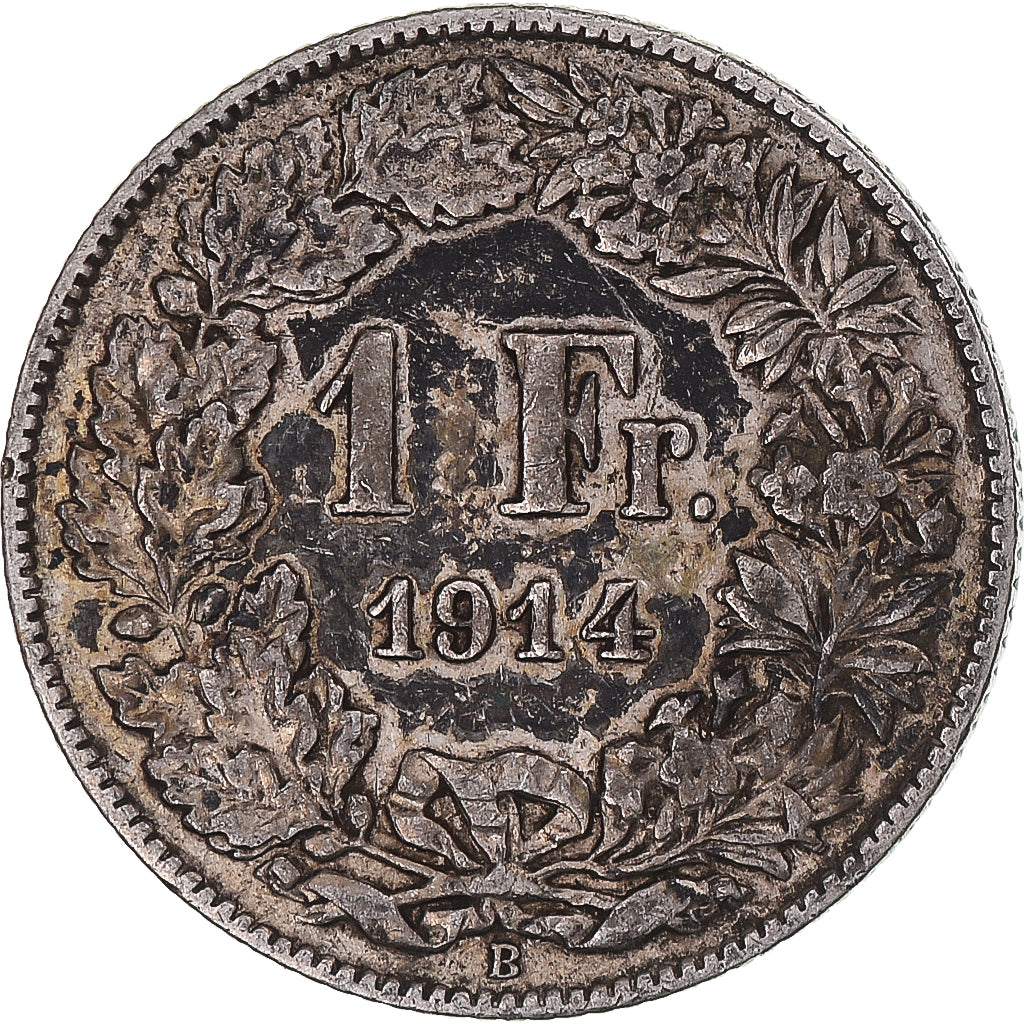 Switzerland, Franc, 1914, Bern, VF(30-35), Silver, KM:24