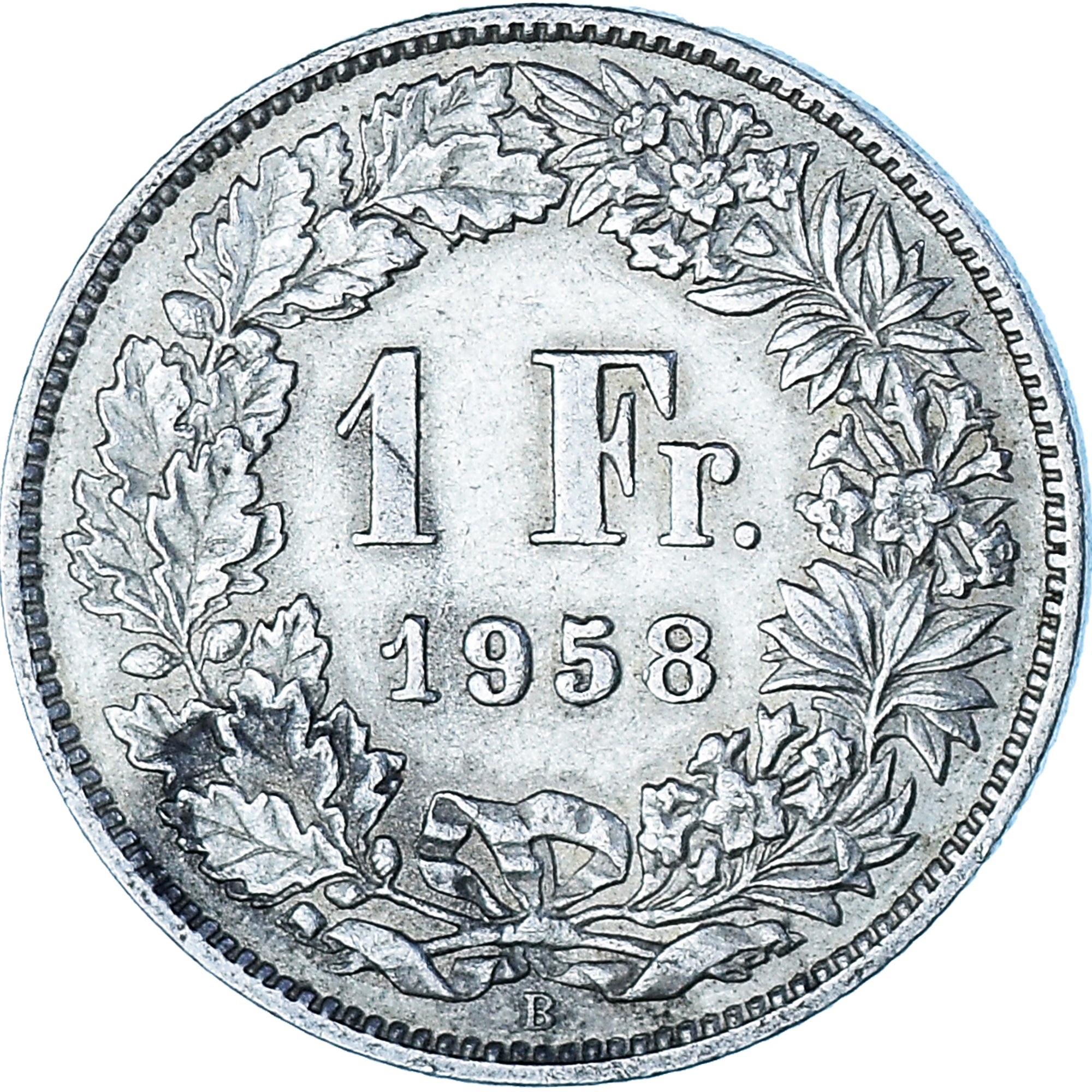 Coin, Switzerland, Franc, 1958, Bern, EF(40-45), Silver, KM:24