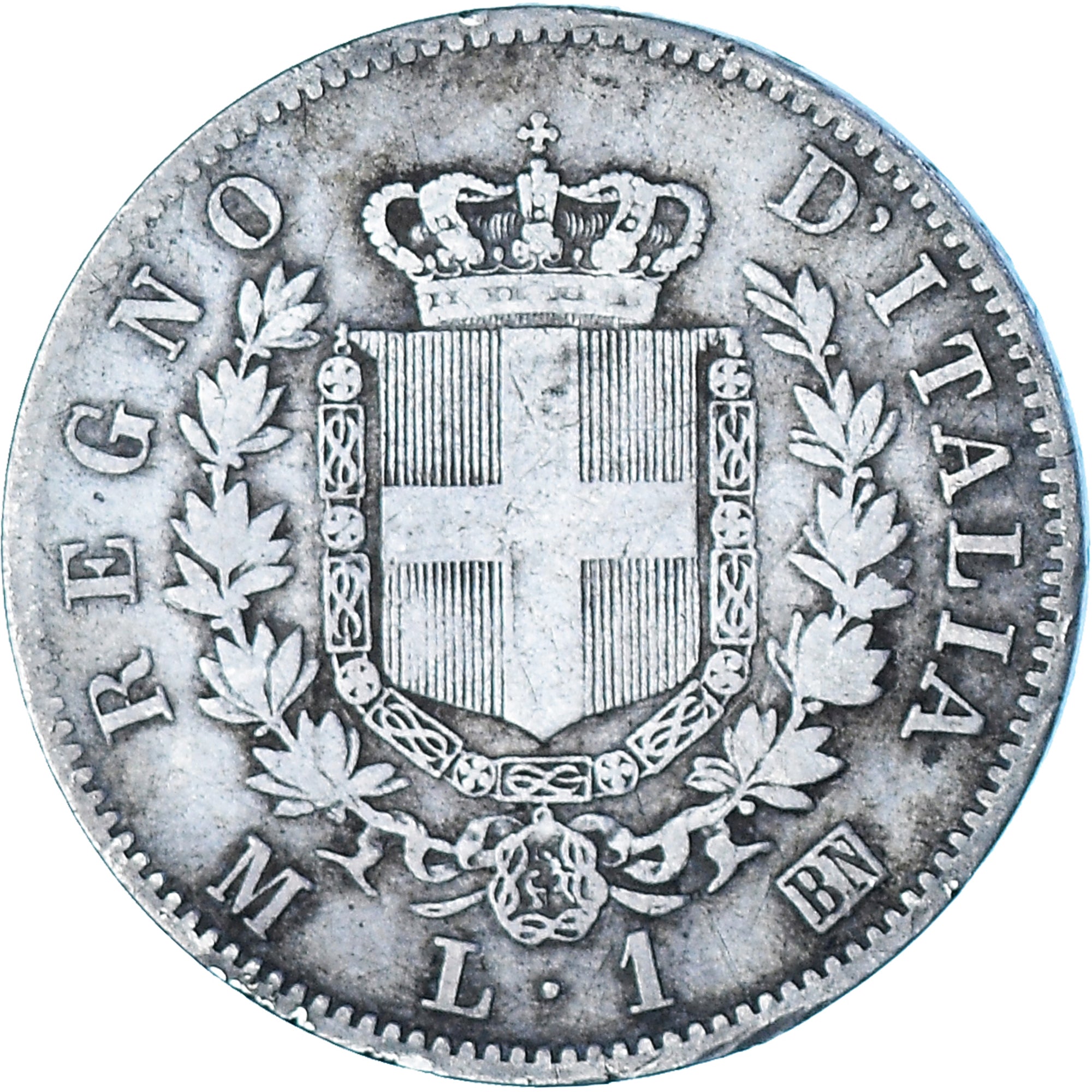 Moneta, Italia, Vittorio Emanuele II, Lira, 1863, Milan, MB, Argento, KM:5a.1