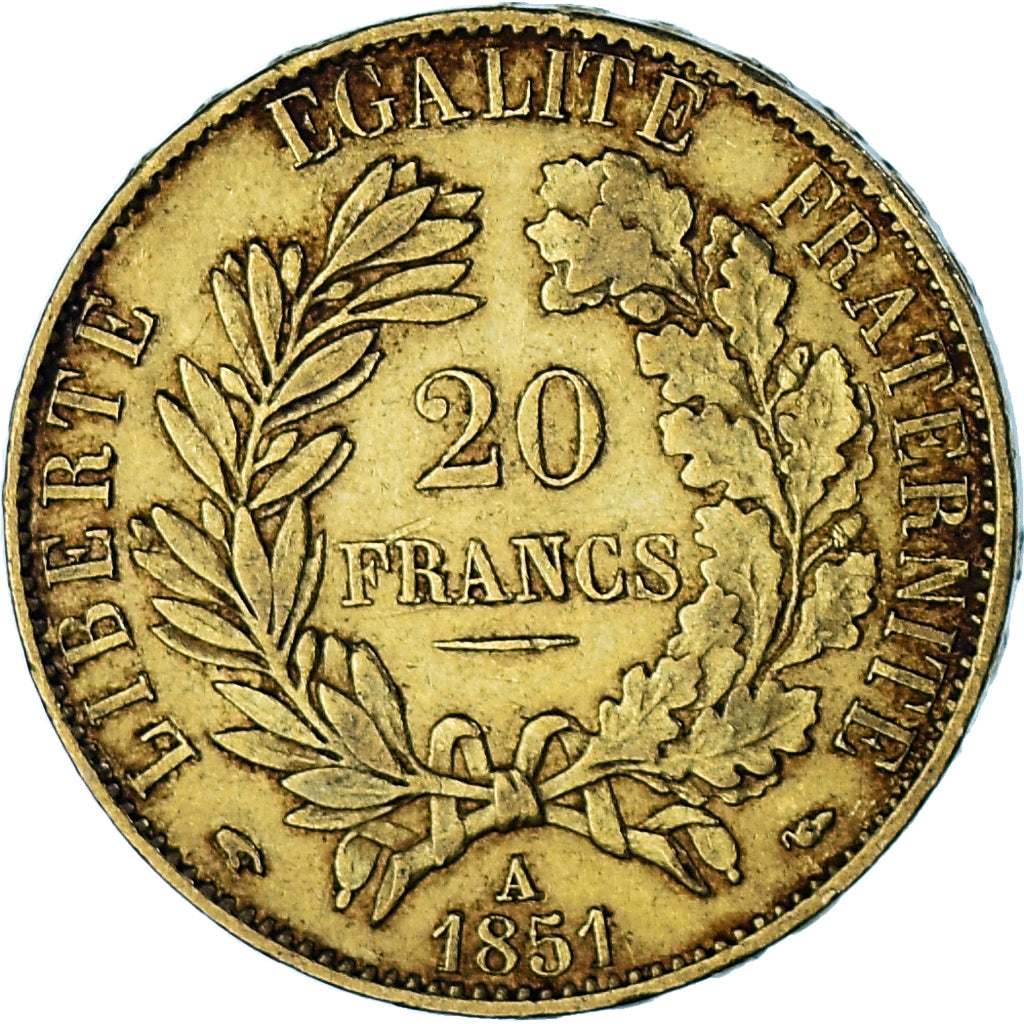 France, Cérès, 20 Francs, 1851, Paris, EF(40-45), Gold, KM:762, Gadoury:1059