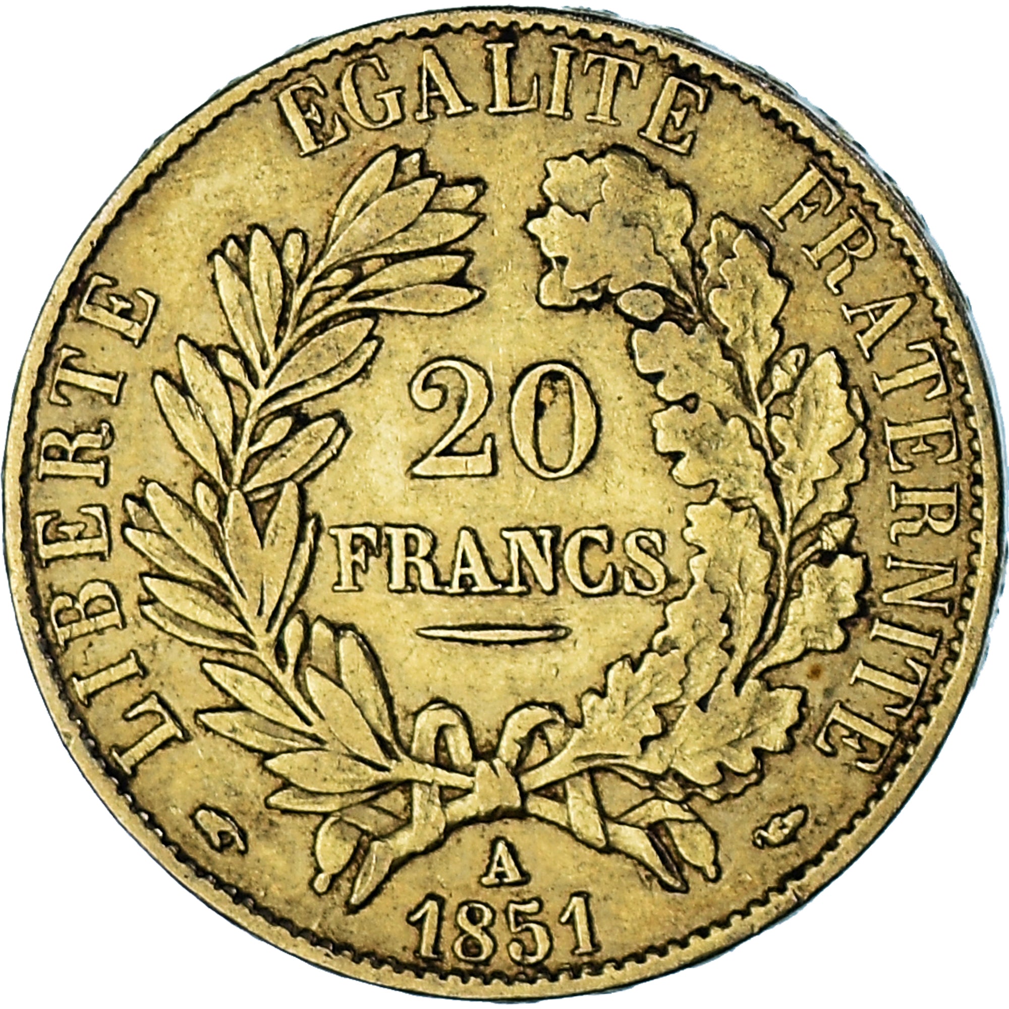 Francia, Cérès, 20 Francs, 1851, Paris, BB, Oro, KM:762, Gadoury:1059