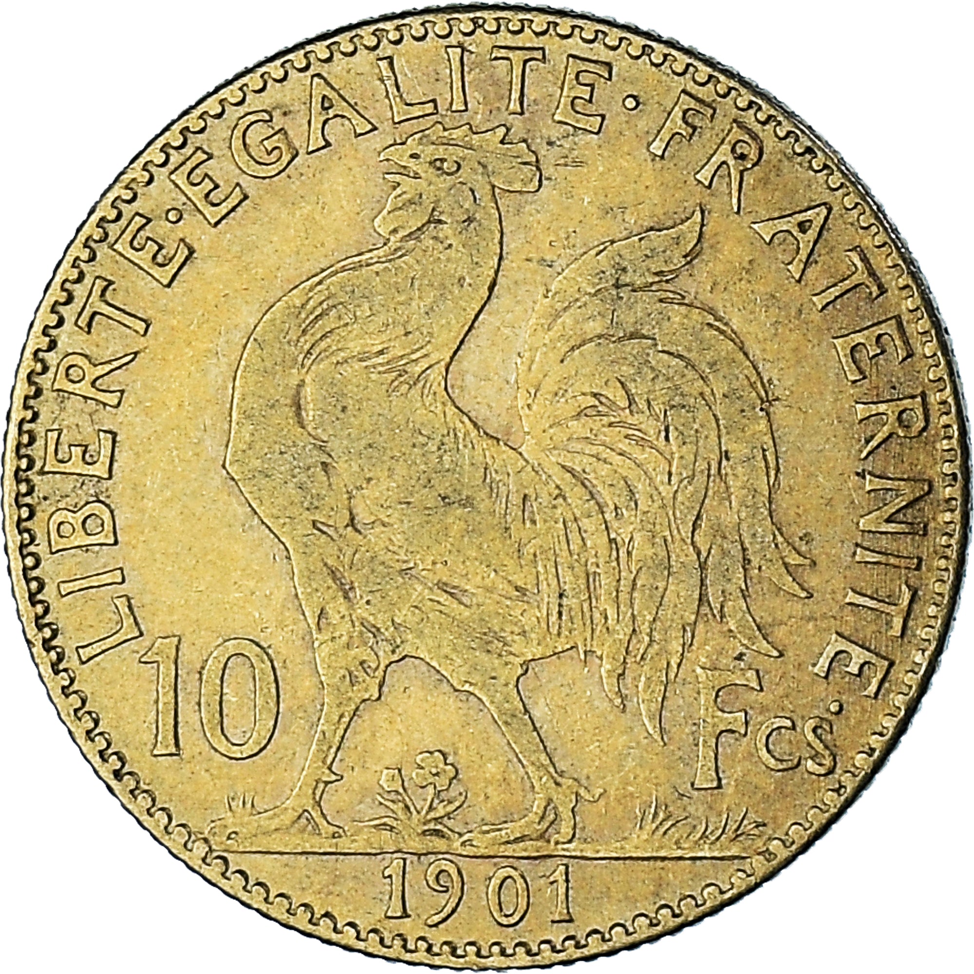 Moneda, Francia, Marianne, 10 Francs, 1901, Paris, MBC, Oro, KM:846