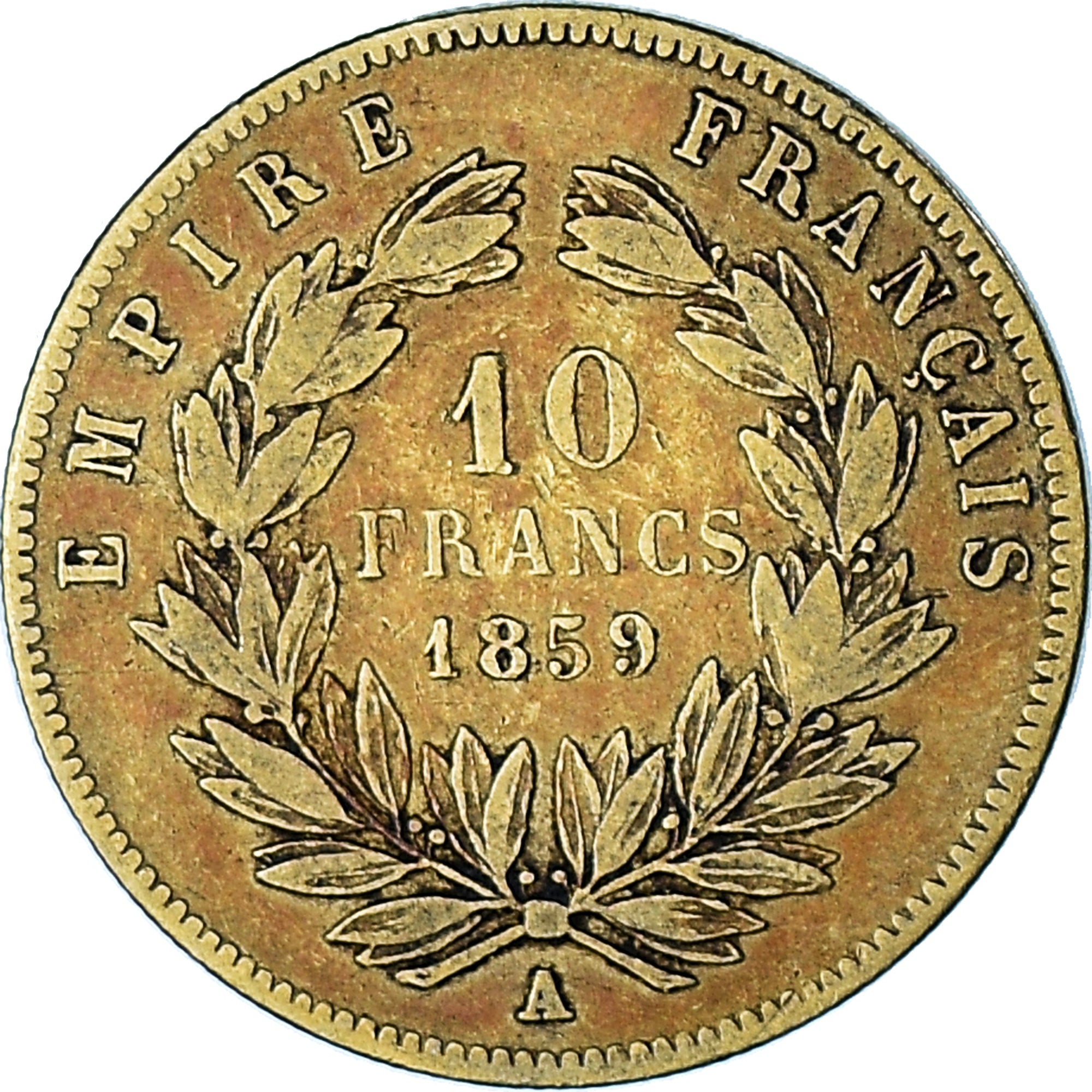 Francia, Napoleon III, Napoléon III, 10 Francs, 1859, Paris, MB, Oro, KM:784...