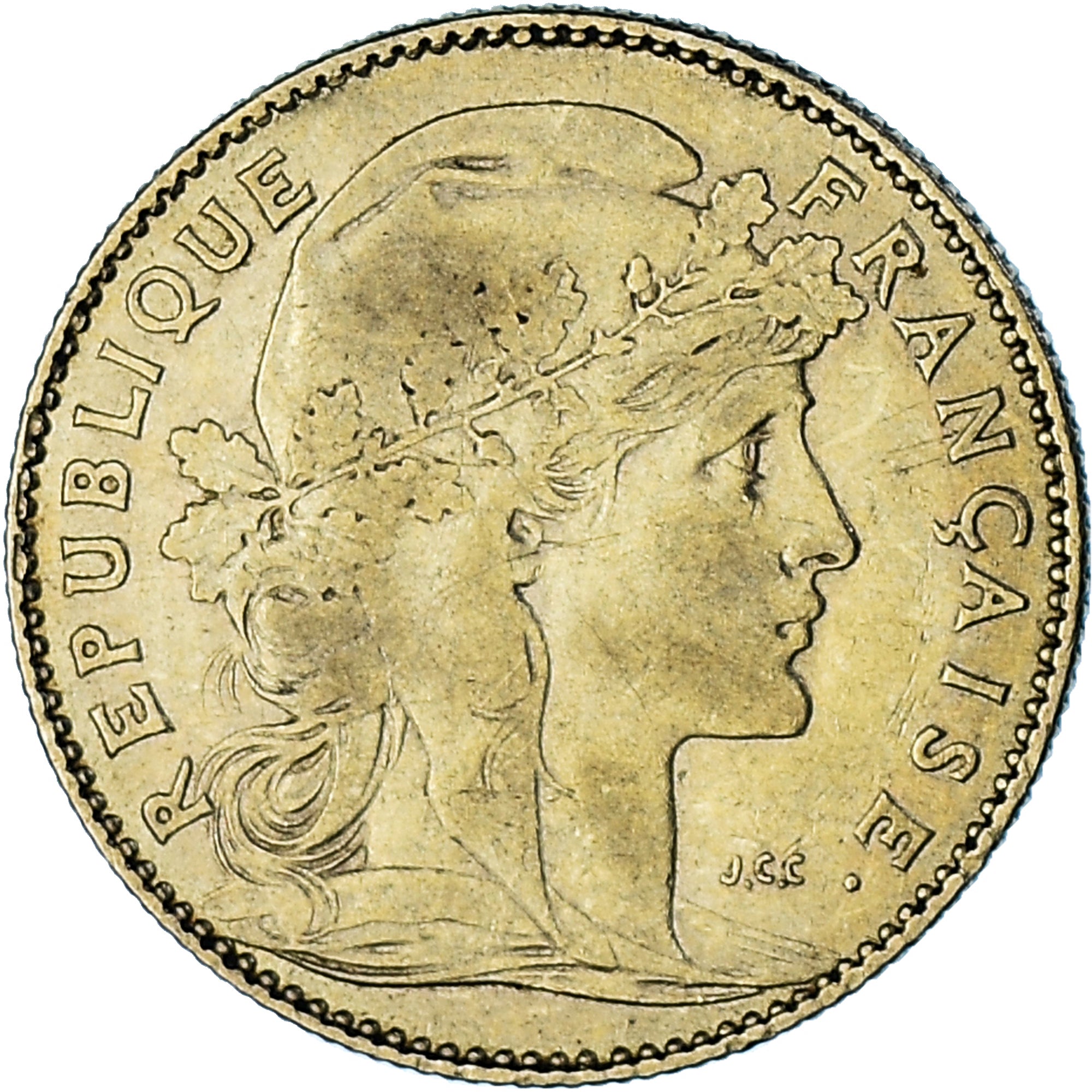 Moeda, França, Marianne, 10 Francs, 1901, Paris, EF(40-45), Dourado, KM:846