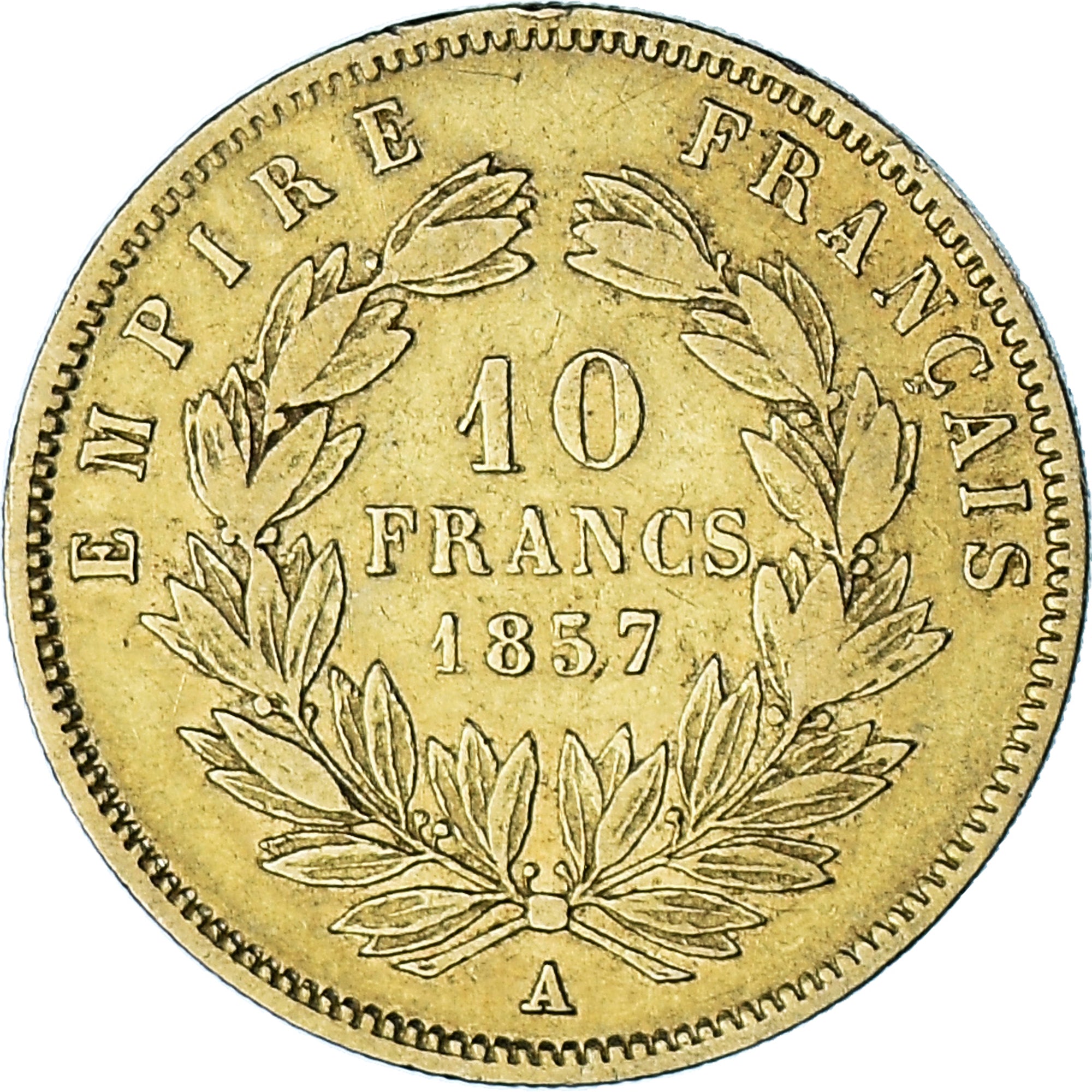 Münze, Frankreich, Napoleon III, 10 Francs, 1857, Paris, S, Gold, KM:784.3