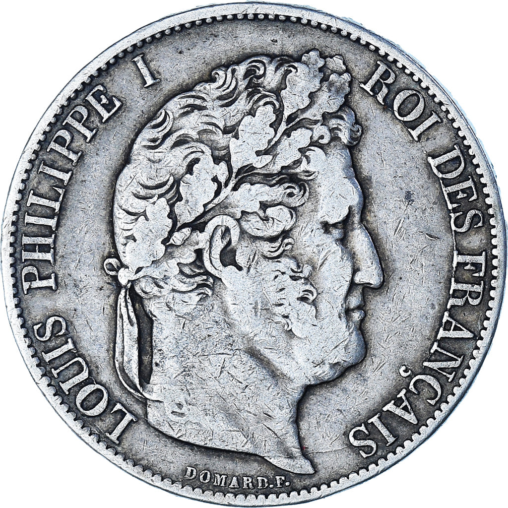 Coin, France, Louis-Philippe, 5 Francs, 1844, Rouen, VF(30-35), Silver