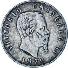 Coin, Italy, Vittorio Emanuele II, 5 Lire, 1870, Milan, EF(40-45), Silver