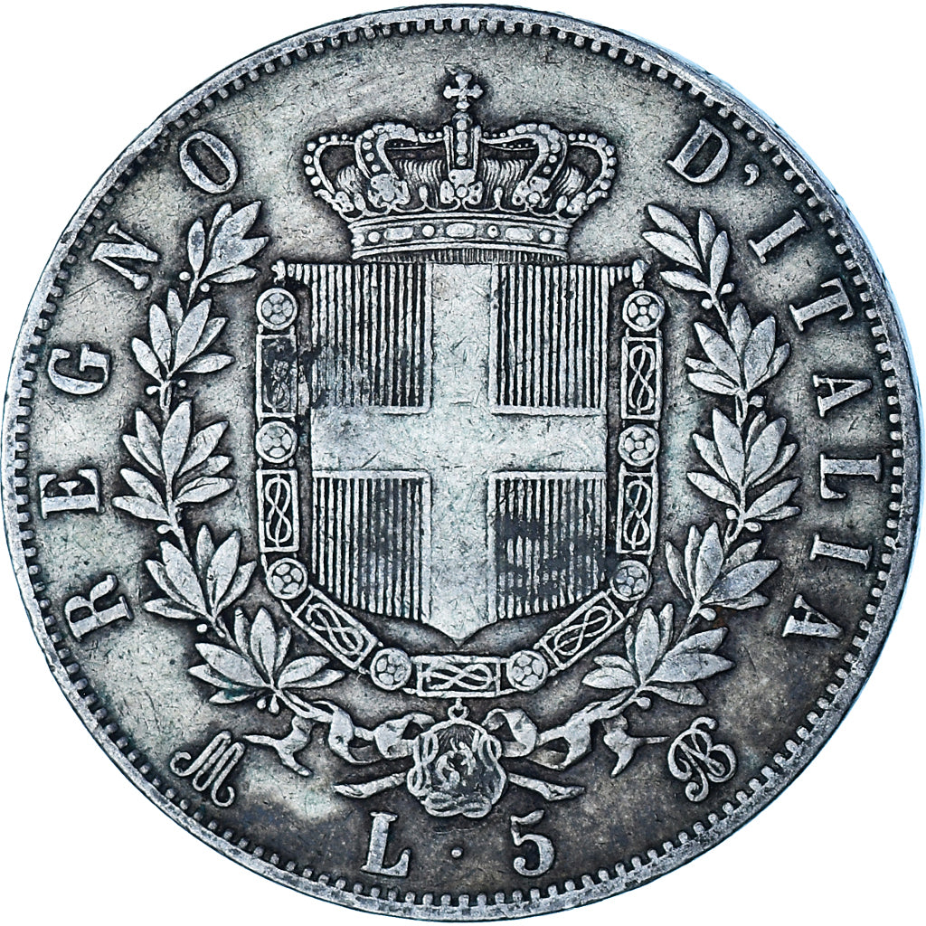 Coin, Italy, Vittorio Emanuele II, 5 Lire, 1870, Milan, EF(40-45), Silver