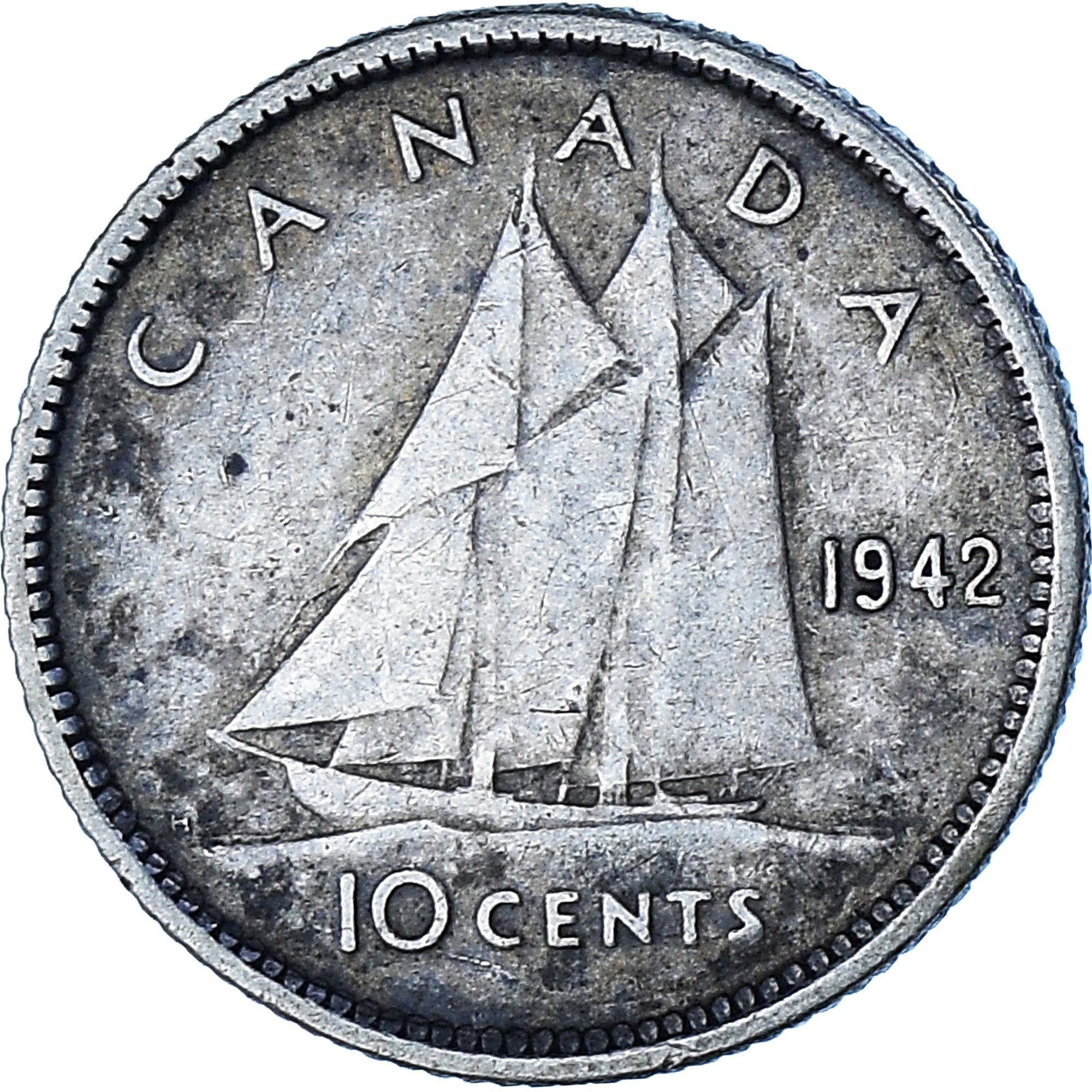 Münze, Kanada, George VI, 10 Cents, 1942, Royal Canadian Mint, Ottawa, SGE+