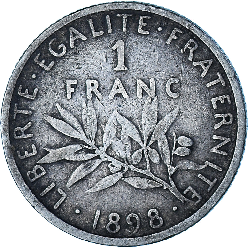 Moneda, Francia, 1 Franc, 1898, Paris, MBC, Plata, Gadoury:467